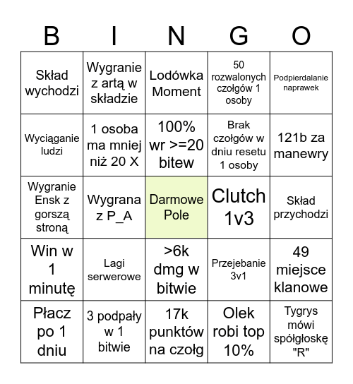 Manewry TR0UT wiosna 2026 Bingo Card