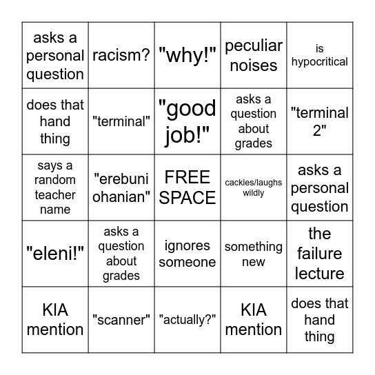 yayy! Bingo Card