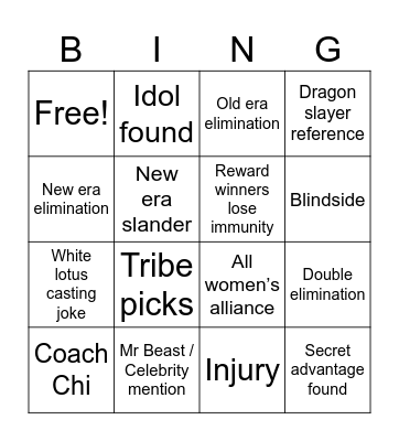 Survivor 50 Premiere Bingo Card