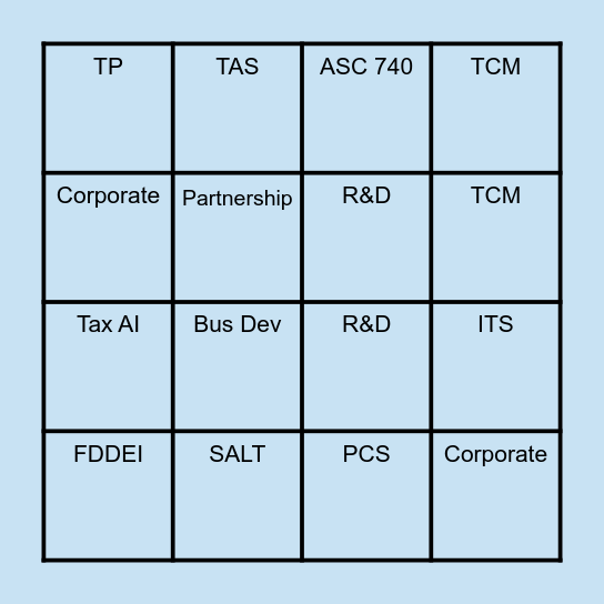 ROLODEX Bingo Card