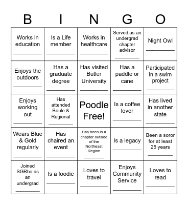 SGRho Bingo Card
