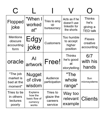 Clive bingo Card