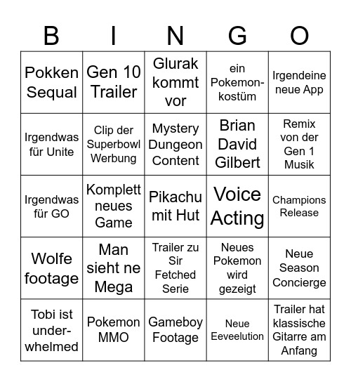 Pokemon Day Bingo Card