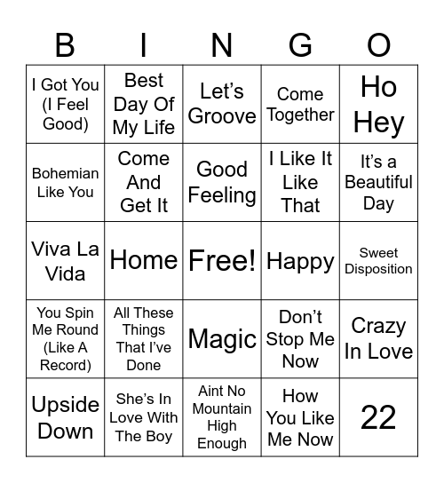 Songs From Commericals Bingo Card