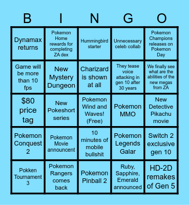Pokemon Day Bingo! Bingo Card