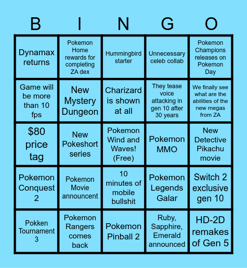 Pokemon Day Bingo! Bingo Card