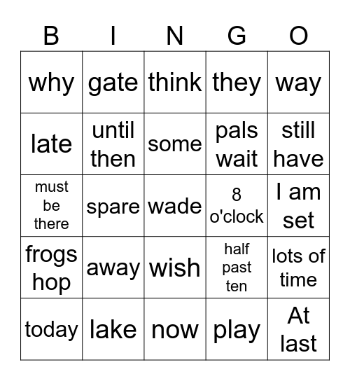 Nate the Snake is Late Bingo Card