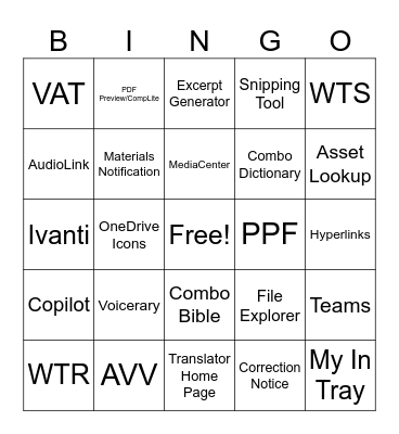 Translation Bingo! Bingo Card