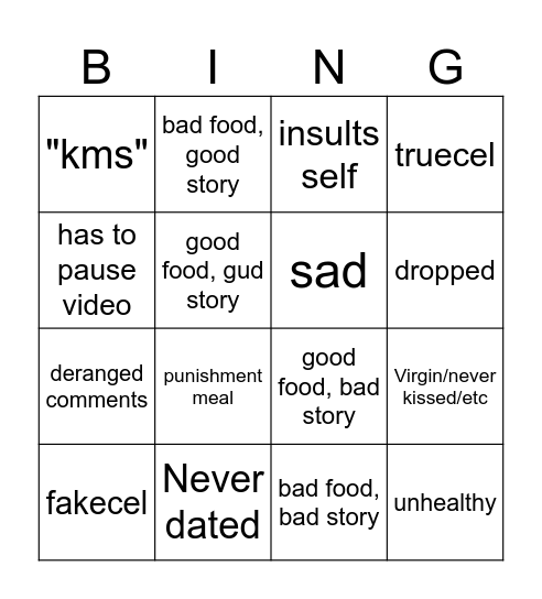r/kitchencels Bingo Card