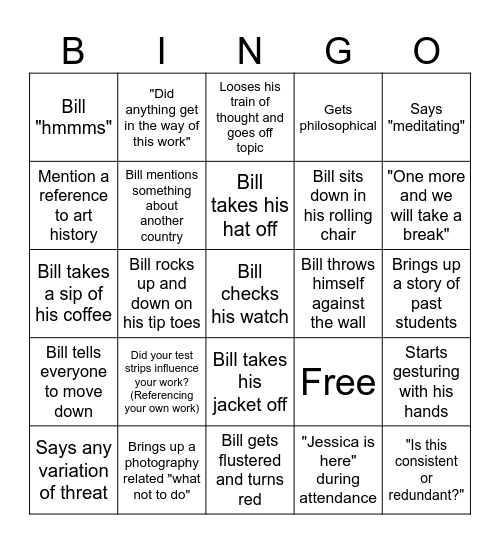Bill Bingo Card