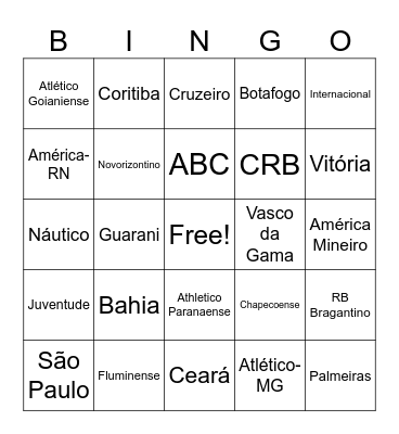 Times Brasileiros Bingo Card