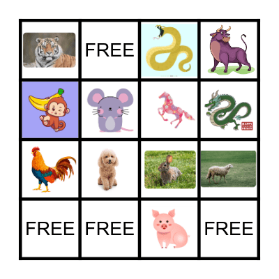 ZODIAC ANIMALS Bingo Card