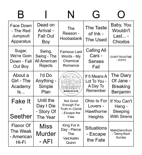 EMO NIGHT Bingo Card