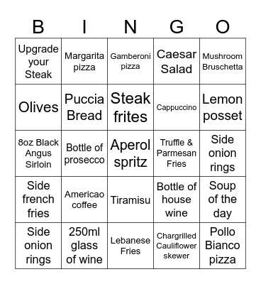 The Bunk Inn Bingo Card