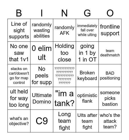 Overwatch bingo (damage) Bingo Card