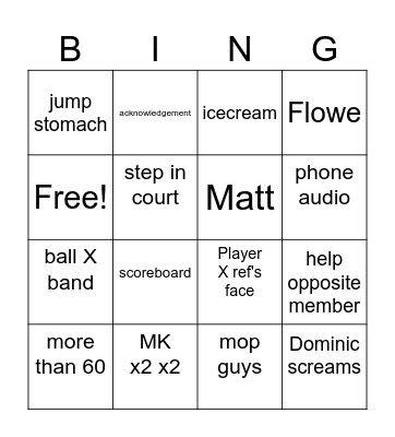 Basketball Bingo Card