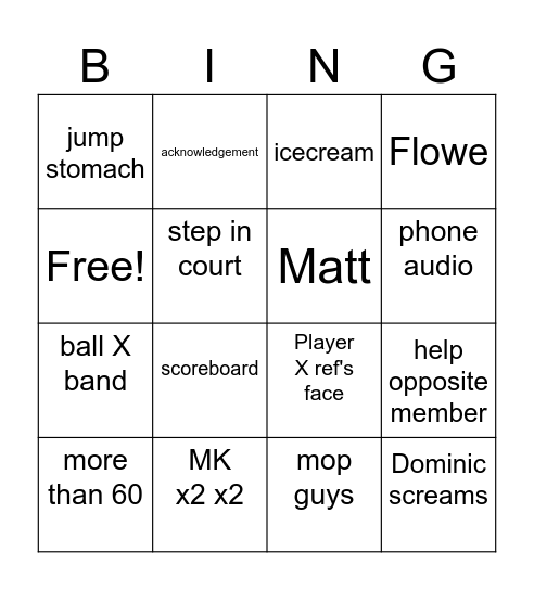 Basketball Bingo Card