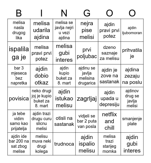 Ajdin i Melisa Bingo Card