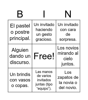 Wedding Bingo Card