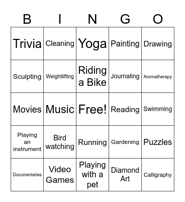 Mental Wellness Bingo Card