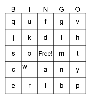 ALPHABET BINGO Card