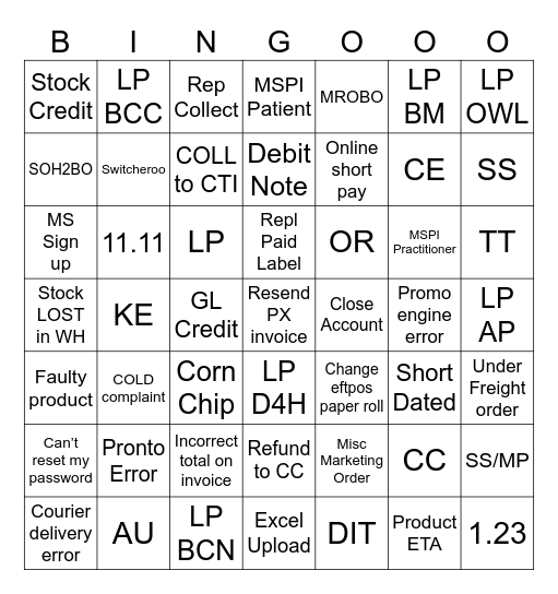 And Bingo was his Name-o Bingo Card