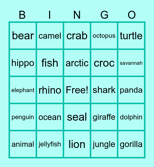 Animals & Environments Bingo Card