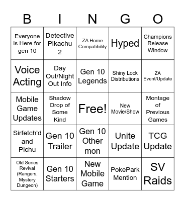 POKEMON DAY Bingo Card