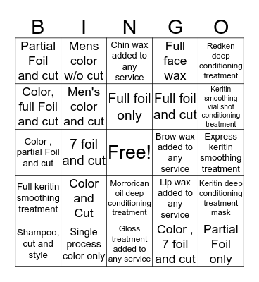 Hair Say Bingo Card