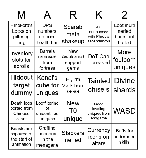 3.28 Mirage Bingo Card