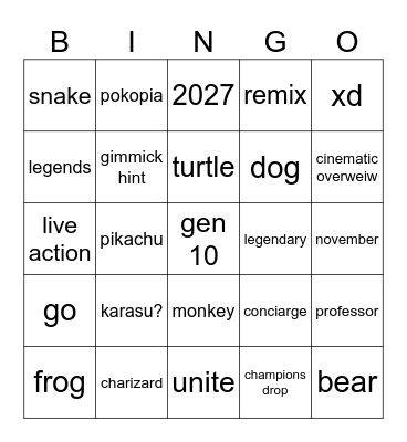 Pokemon day 2026 prediction Bingo Card