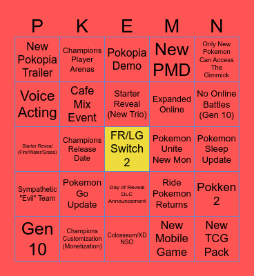 Pokemon Presents 30th Bingo Card