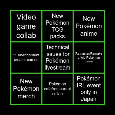 Pokémon 30th Anniversary Bingo Card