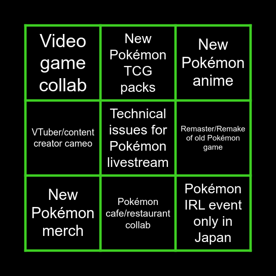Pokémon 30th Anniversary Bingo Card