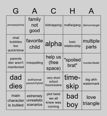 Gacha Life Bingo ! Bingo Card
