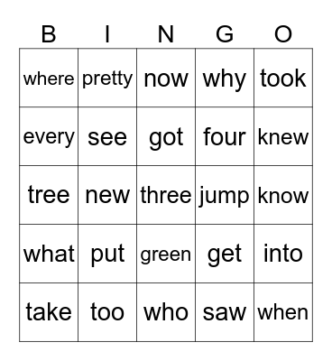 sight words 91-100+ Bingo Card