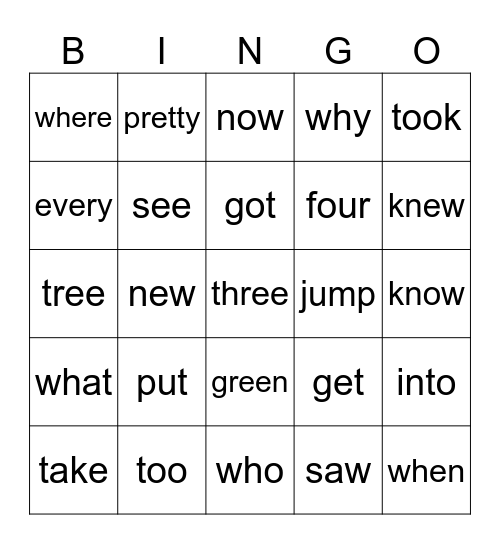 sight words 91-100+ Bingo Card