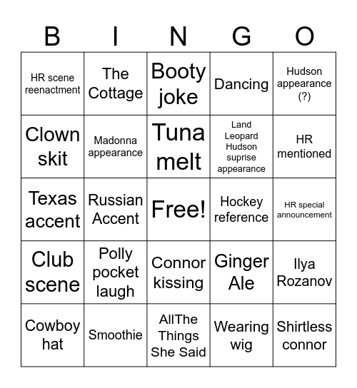 CONNOR STORRIE SNL Bingo Card