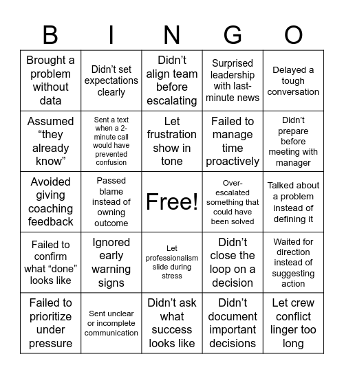 BINGO Card