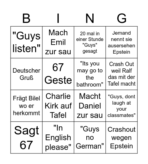 Miss Epstain Bingo Card