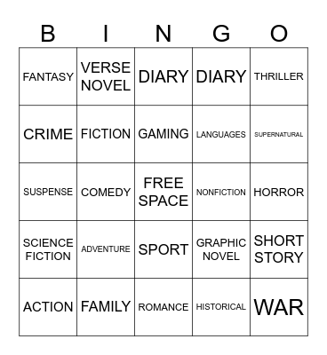 LIBRARY GENRE & FORMAT BINGO Card