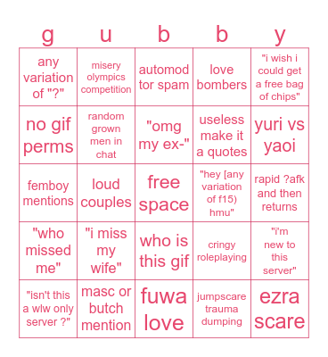 gubby bingo (by fuwa) Bingo Card