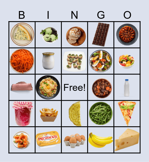 La nourriture Bingo Card