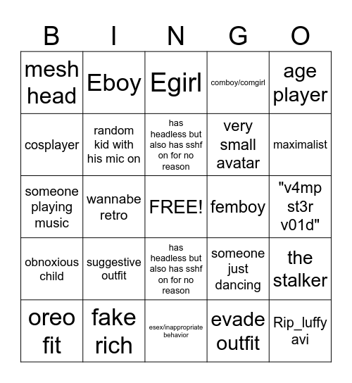 Catalog bingo Card