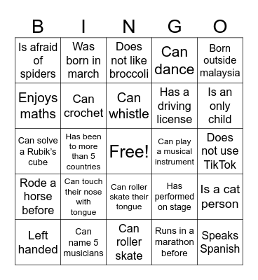 OC4 Bingo Card