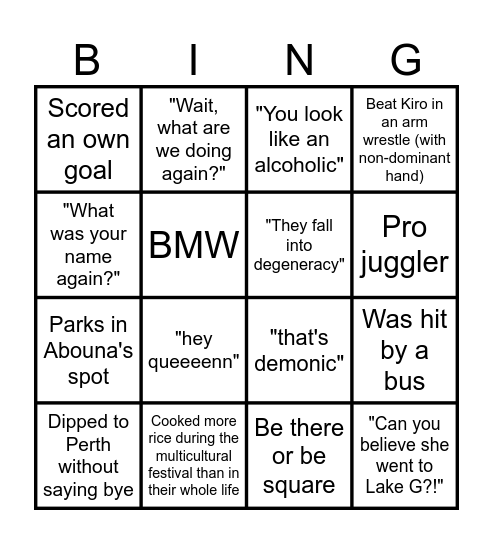 st Mark's Bingo Card
