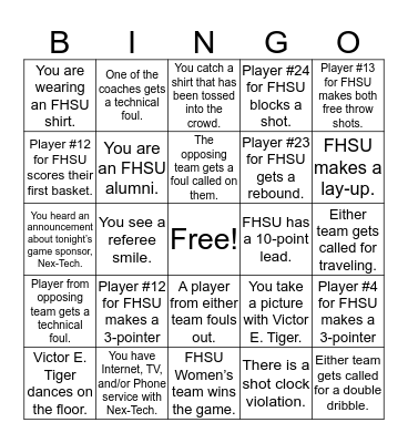 FHSU Basketball BINGO Card