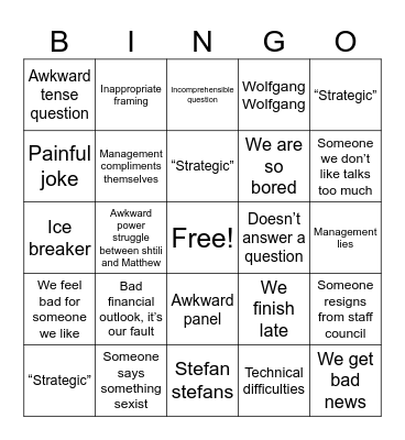 We hate it here Bingo Card