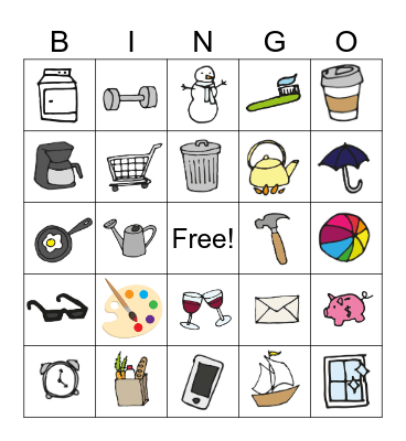 Everyday Objects Bingo Card