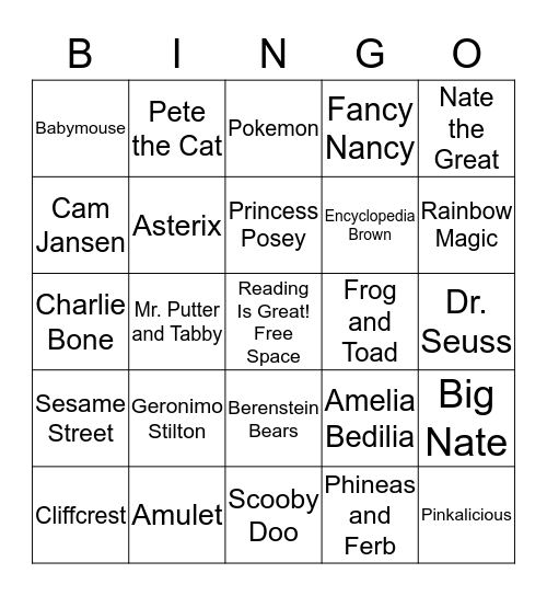 Family Literacy Bingo Card